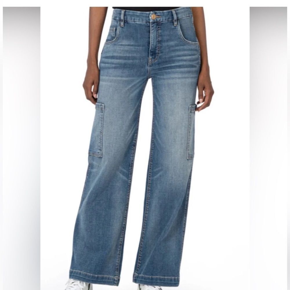 Kut From the Kloth Jodi High Rise Fab Ab Wide Leg Cargo Jean Women Size 16W NWT